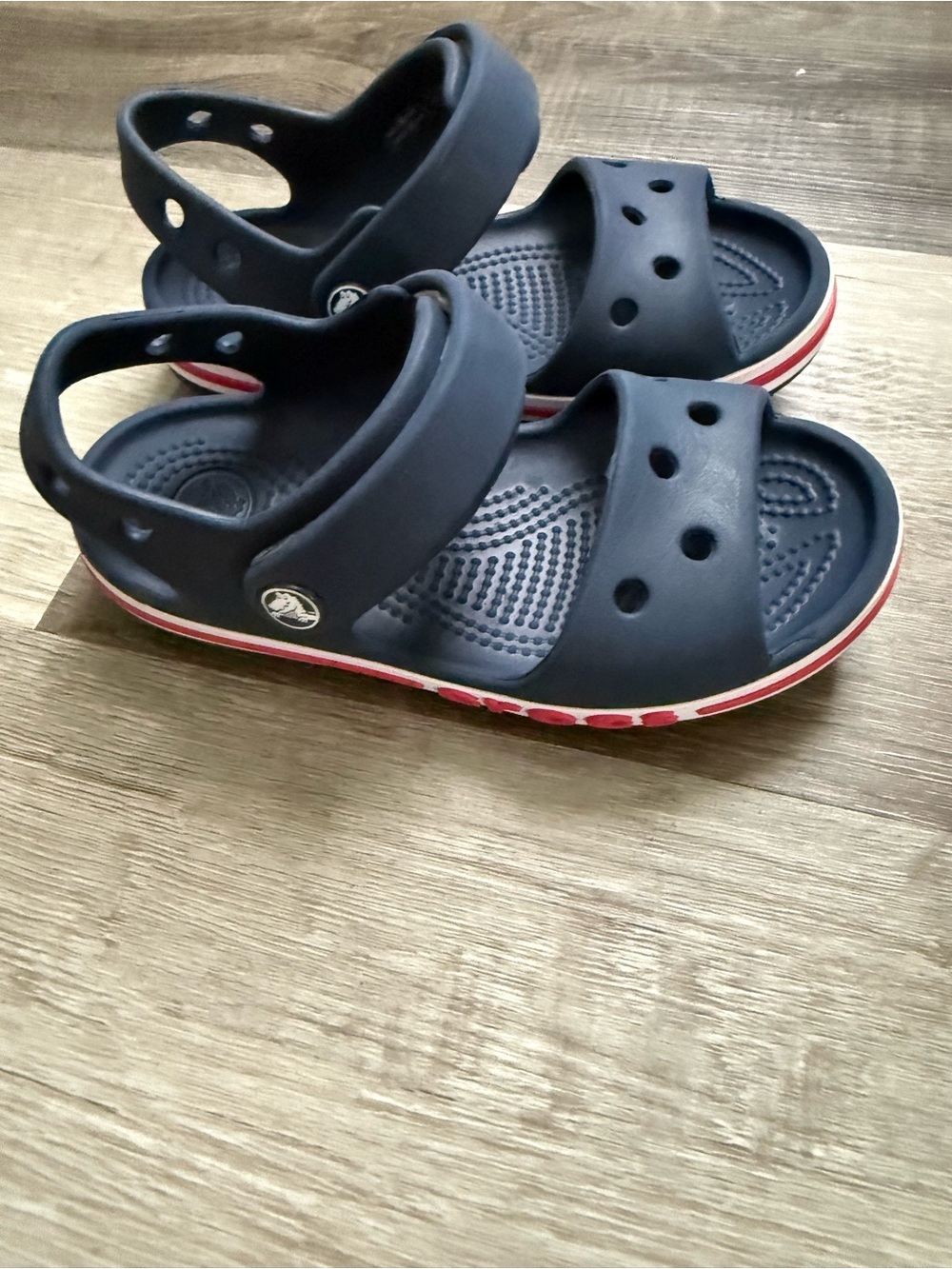CROCS Kids Navy Blue Sandals with Red Trim